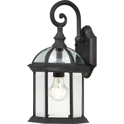 Nuvo Lighting 60/4963  Boxwood - 1 Light - 15" Outdoor Wall with Clear Beveled Glass in Textured Black Finish